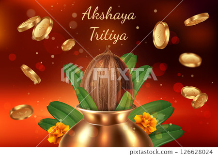 Akshaya Tritiya Realistic Pot Background 126628024