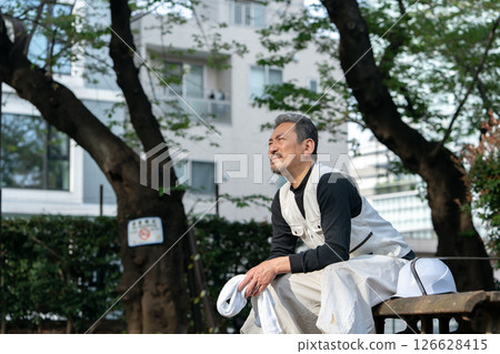 Craftsman, Nikkapokka, tired, sitting Craftsman, Nikkapokka, tired, sitting 126628415
