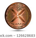 Cryptocurrency bronze coin XRP. Isolated on a white background. Financial business. Vector illustration. 126628683