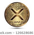 Cryptocurrency gold coin XRP. Isolated on a white background. Financial business. Vector illustration. 126628686