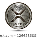 Cryptocurrency silver coin XRP. Isolated on a white background. Financial business. Vector illustration. 126628688