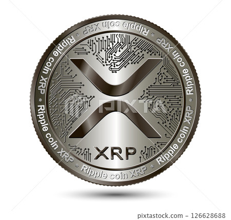 Cryptocurrency silver coin XRP. Isolated on a white background. Financial business. Vector illustration. 126628688