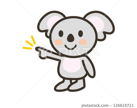 Illustration of a cute koala pointing away 126628721