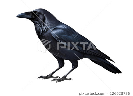 A realistic illustration of a carrion crow on a white background 126628726