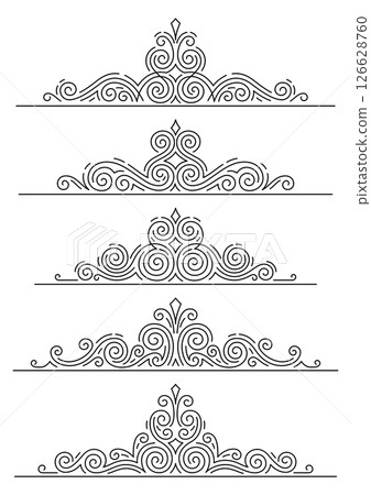 Set of line curl elements. Modern decorative linear dividers. 126628760