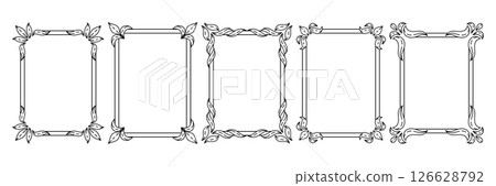 Floral frame in baroque style. Decorative curling plant. 126628792