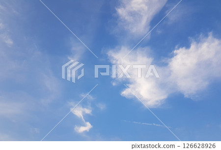 Blue sky with cloud, nature weather background. Environment, atmosphere and heaven concept 126628926