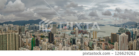 Urban View of a Vibrant City With Skyscrapers and Waterfront Urban View of a Vibrant City With Skyscrapers and Waterfront 126629262