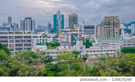 Urban Cityscape With Modern Buildings and Lush Greenery Urban Cityscape With Modern Buildings and Lush Greenery 126629266