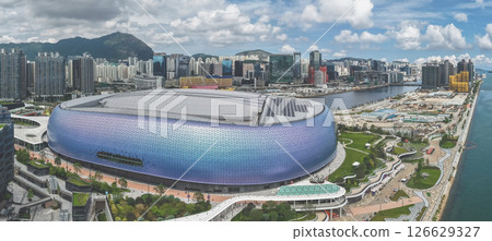 Modern Architecture of Large Venue Overlooking City and Waterfront 126629327