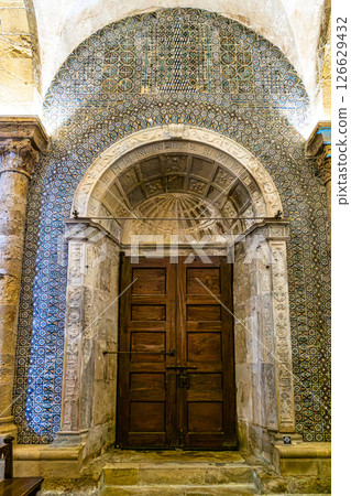Coimbra , Portugal - Mar 14, 2025: Interior of the Old Cathedral of Coimbra, Se Velha at Coimbra, Portugal. 126629432