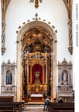 Coimbra , Portugal - Mar 15, 2025: Interior of Santa Cruz Monastery at Coimbra, Portugal 126629441