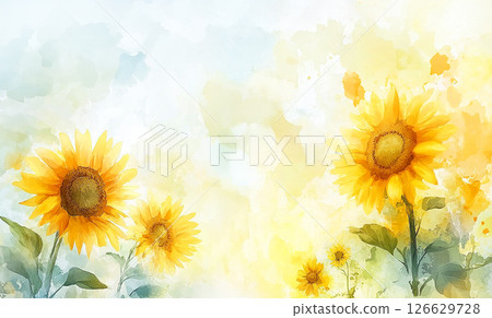 Blue sky and sunflower illustration generative AI Blue sky and sunflower illustration generative AI 126629728