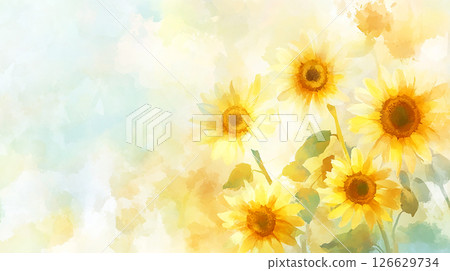 Blue sky and sunflower illustration generative AI Blue sky and sunflower illustration generative AI 126629734