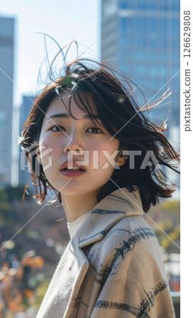 Woman looking at the camera (AI generated image) 126629808