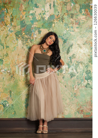 Lovely fashion model woman indoor 126630039