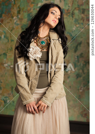 Indoor portrait of female model posing Indoor portrait of female model posing 126630044