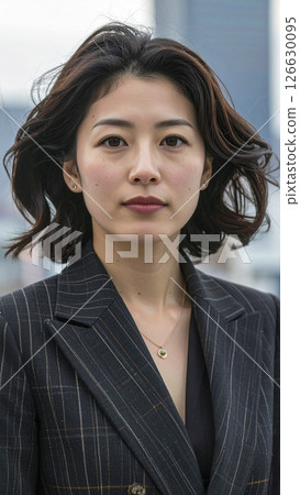 Woman in a suit looking at the camera (AI-generated image) 126630095