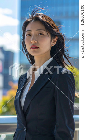 Woman in a suit looking at the camera (AI-generated image) 126630100