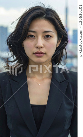 Woman in a suit looking at the camera (AI-generated image) 126630101