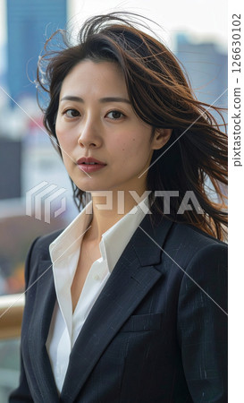 Woman in a suit looking at the camera (AI-generated image) 126630102