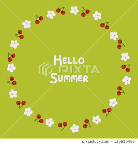 Hello Summer Cherry Floral Frame Hello Summer Cherry Floral Frame 126630486