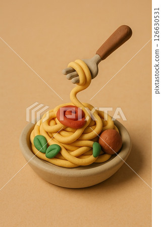 Clay art style pasta, 3D material 126630531