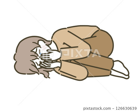 一名年輕女子（便衣）蹲著哭泣 126630639