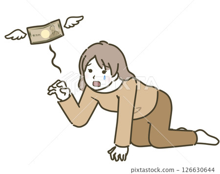 年輕女子（便衣）因失去錢財而哭泣 126630644