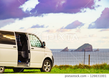 Campervan on sea coast in Asturias Spain. Campervan on sea coast in Asturias Spain. 126631001