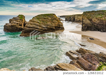 Cathedral Beach in Galicia Spain. Tourist attraction. 126631012