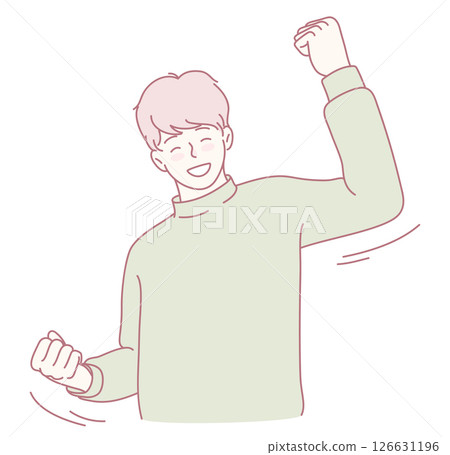 A Joyful Young Man Exuberantly Celebrating His Success and Happiness with Delightful Enthusiasm A Joyful Young Man Exuberantly Celebrating His Success and Happiness with Delightful Enthusiasm 126631196