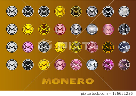 Set coin icon Monero XMR cryptocurrency icon. Digital currency. Altcoin symbol. Secure cryptocurrency based on blockchain. 126631286