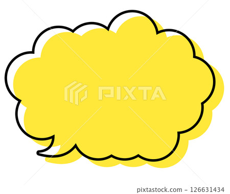 A simple speech bubble with misaligned lines and a rounded cloud shape 126631434