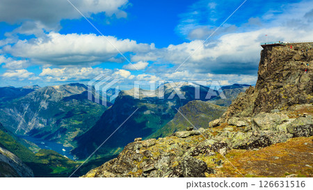 Mountains landscape with Dalsnibba viewpoint, Norway 126631516