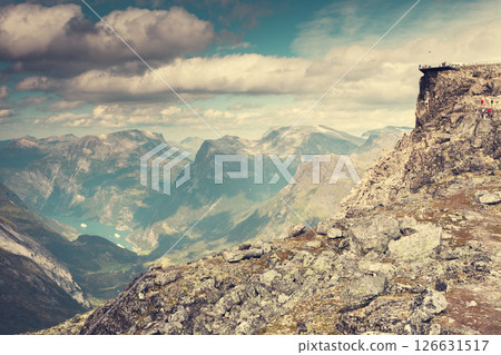 Mountains landscape with Dalsnibba viewpoint, Norway 126631517