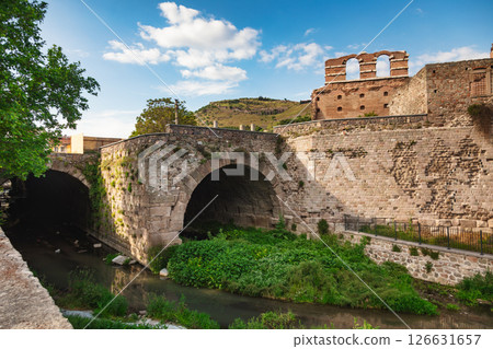 Roman bridge over Selinus River near Red Basilica in Bergama Turkey 126631657
