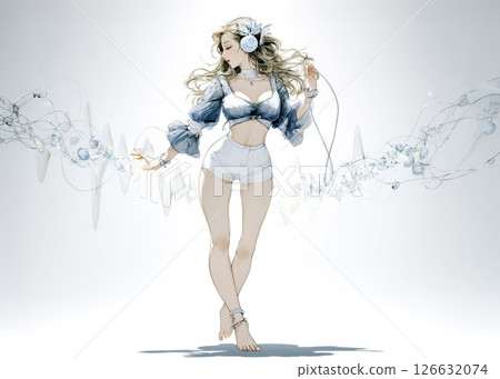 Illustration material of a radio fairy dancing to radio music 126632074