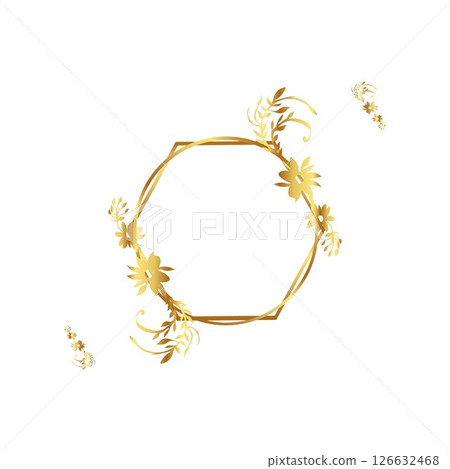 Wedding Circle Frame With Luxury Gold Floral Element Wedding Circle Frame With Luxury Gold Floral Element 126632468