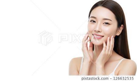 Skin care image of a beautiful woman with bare skin 126632535