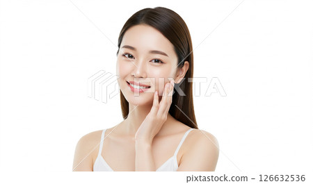 Skin care image of a beautiful woman with bare skin 126632536