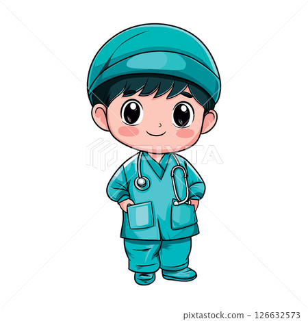 happy surgeon cute childish isolated vector illustration 126632573