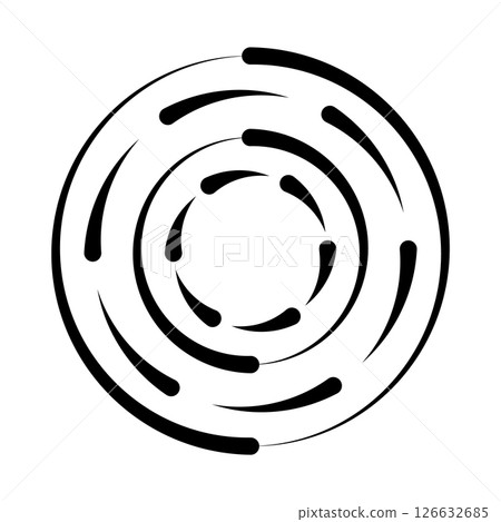 Halftone speed lines circle. Geometric art in circle form. Round swirl movement symbol. Halftone circular frame. Vector design element 126632685