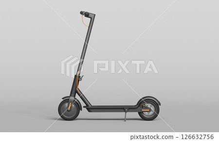 Black Electric Motor Scooter. 3D Rendering. Black Electric Motor Scooter. 3D Rendering. 126632756