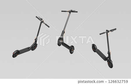 Black Electric Motor Scooter. 3D Rendering. 126632759