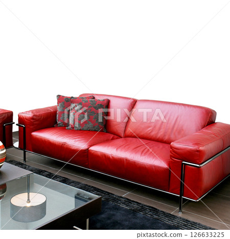 Red leather sofa Red leather sofa 126633225