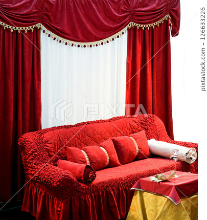 Sofa with curtains 126633226