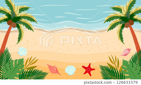 Seaside background. Tropical resort wallpaper. Coastal decor. Summer sea. 126633379