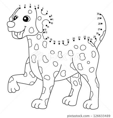 Dot to Dot Dalmatian Dog Animal Isolated Coloring  126633489
