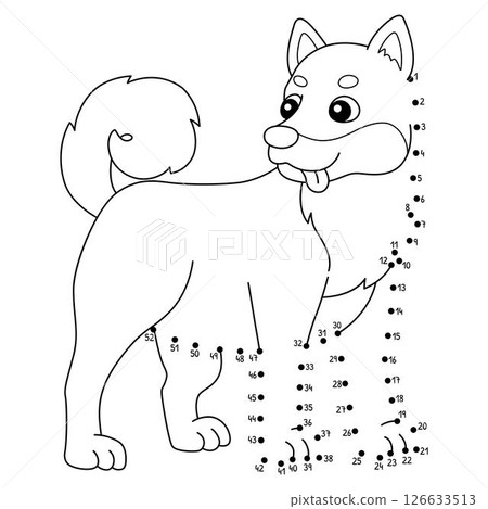 Dot to Dot Shiba Inu Dog Animal Isolated Coloring  126633513